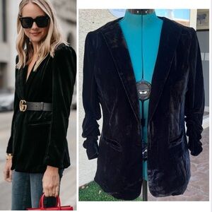 Vintage Black Velvet Blazer Jacket L